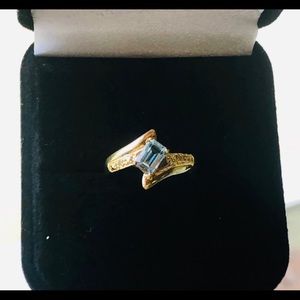 Blue Topaz and Diamond Ring 10K Solid Gold